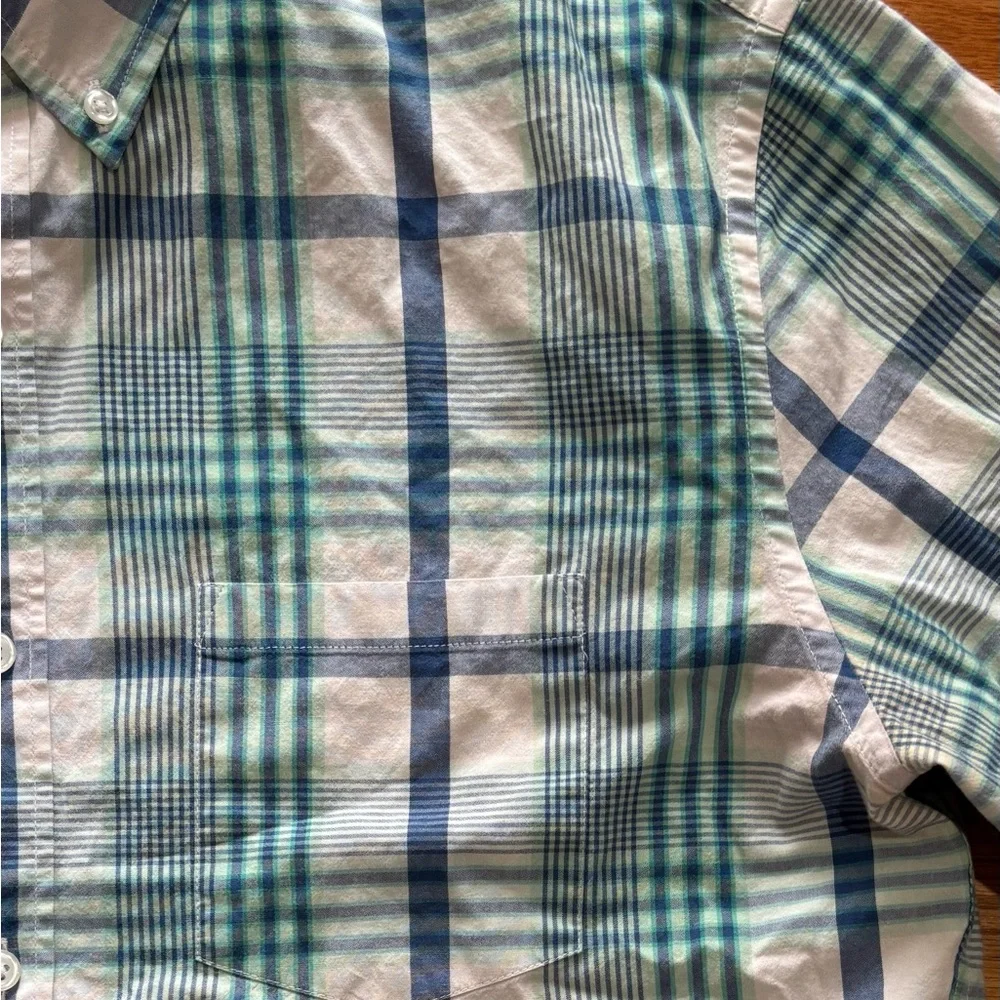 J.Crew Men's Plaid Long Sleeve Button-Up Shirt Flex‎ Slim Untucked Blue Green L